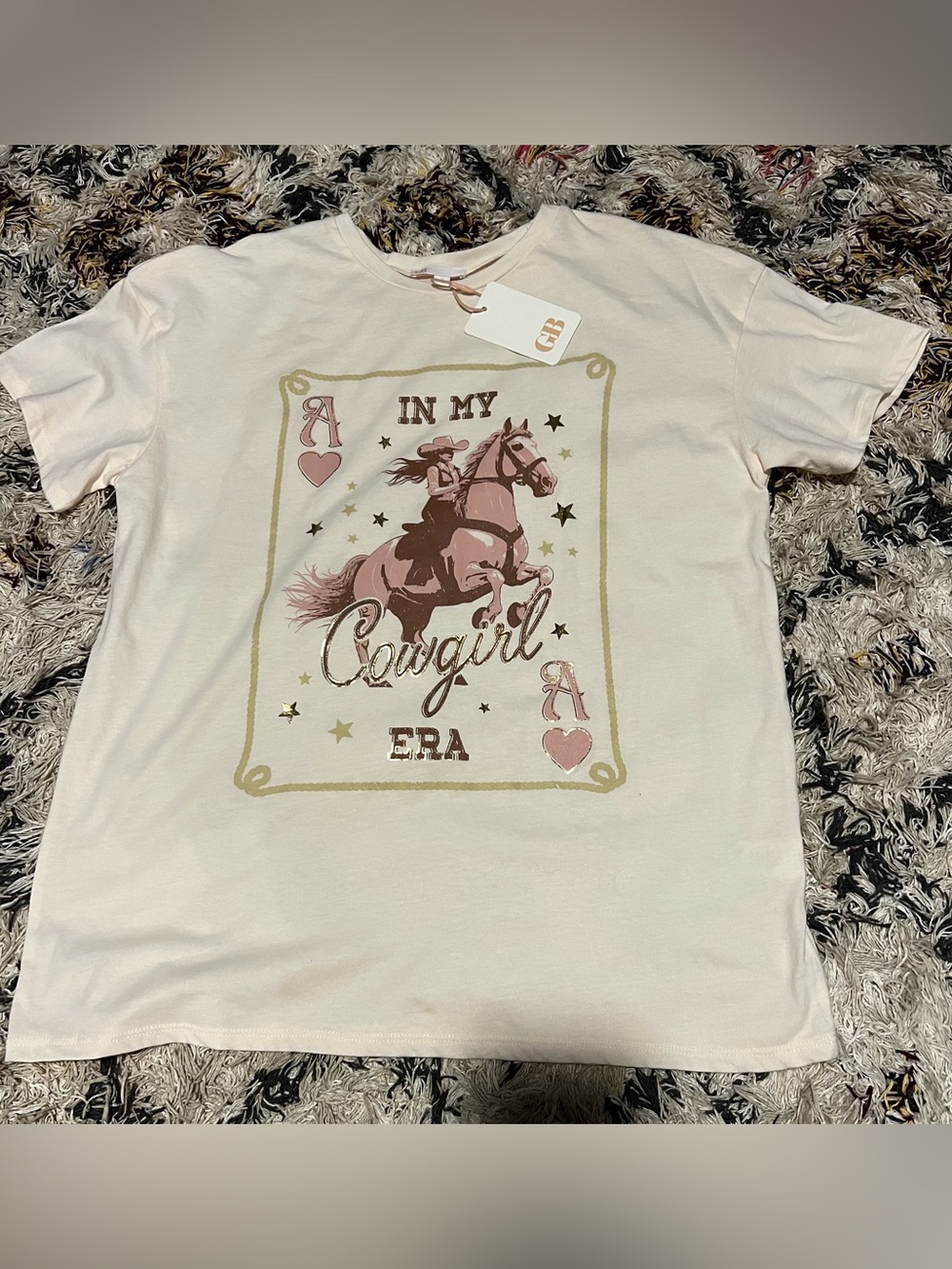 Gianni Bini Pink Cowgirl Graphic Short Sleeve Tee